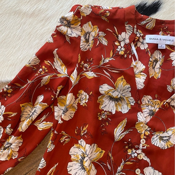 Emma and Michele dress long-sleeved, rust-colored with a floral pattern - Picture 9 of 10